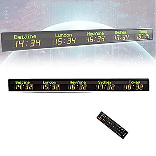 Vadsbo World Clock 5 Time Zone Led Clock, Led Digital Wall Clock Countdown Timer, 5 City World Time Clock, For Hotels, Multinational Enterprises, International Airports #TOP2