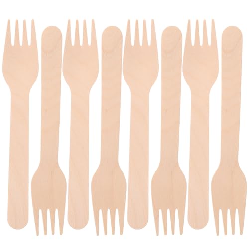 Gogogmee Sustainable Picnic Set 100pcs Wooden Fork Tableware Mini Forks for Tasting Appetizer Picks