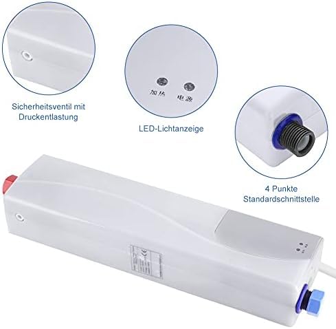 Kompaktowy 3000W Mini Elektryczny Podgrzewacz Wody Natychmiastowy Elektryczny Podgrzewacz Wody Z Kranem W Kuchni Łazienki(Biały)