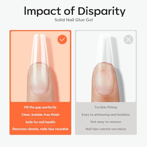 Image of modelones Solid Nail Glue Gel for Acrylic Nails Tips, 30g False Nails Gel Glue Long-Lasting Strong Adhesion, Need UV Light Cured