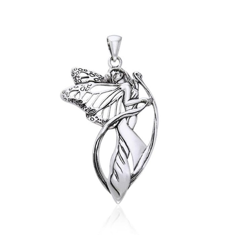 Pendentif fée papillon argent 925 collier femme bijou fantastique nature