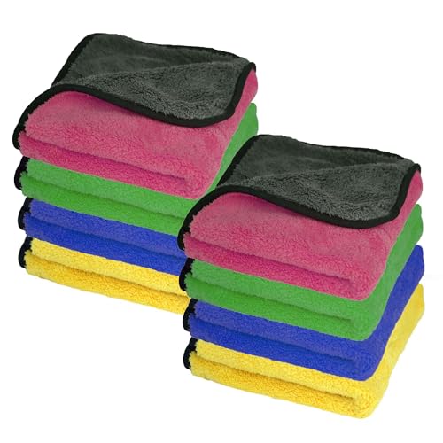 Image of Autofy 500GSM - 40cm x 60cm - [Pack of 8] - Microfiber Cloth Double Sided Microfiber Cloth for Car Lint Free Super Soft Plush Car Cleaning Cloth Sueded Edges for Scratch Free Car & Bike Cleaning
