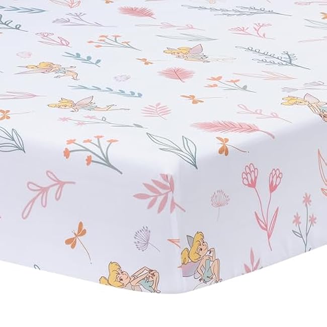 Bedtime Originals Tinker Bell Fitted Crib Sheet - Pink, White, Green, Disney