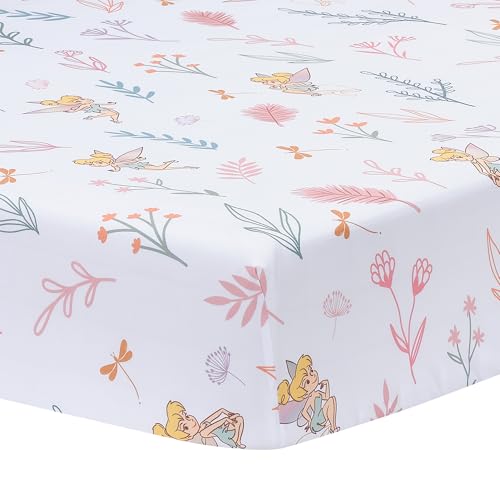 Image of Bedtime Originals Tinker Bell Fitted Crib Sheet - Pink, White, Green, Disney
