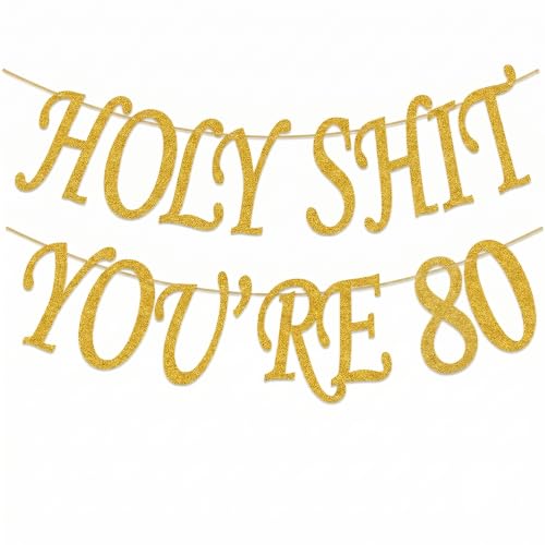 DremencryFunny Bannière 80e anniversaire or paillettes hommes femmes