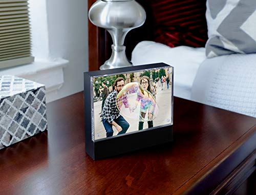 Isaac Jacobs 4” X 6” Black Wood Block Acrylic Picture Frame, Magnetic Photo Frame, Made For Tabletop Display (4” X 6” Black) #TOP4