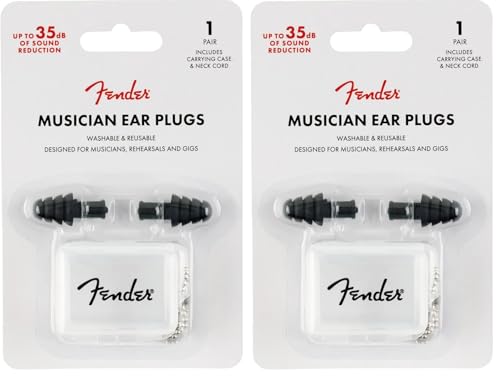 Fender Musician Series Ear Plugs - Protection auditive - Atténuation de 27 dB - Noir (Lot de 2)