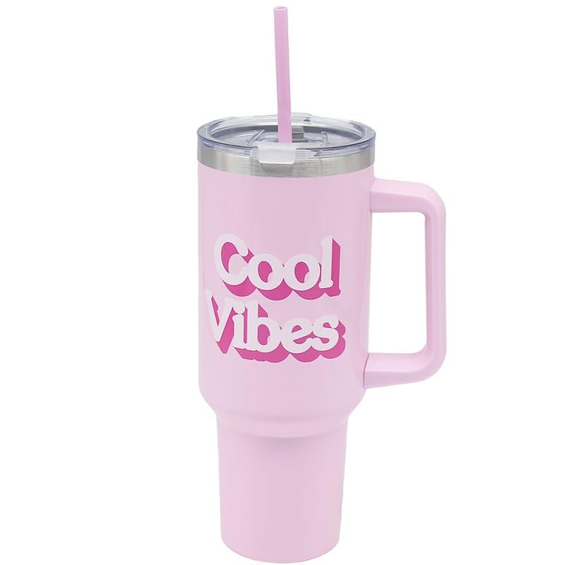 The Leonardo Collection Goodvibes Double Walled Stainless Steel Drinks Cup 1200ml for Kitchen, Pink