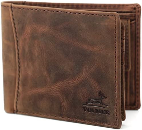 Fa.Volmer ® Borsa da uomo in pelle marrone Usedlook con protezione RFID # MW82A