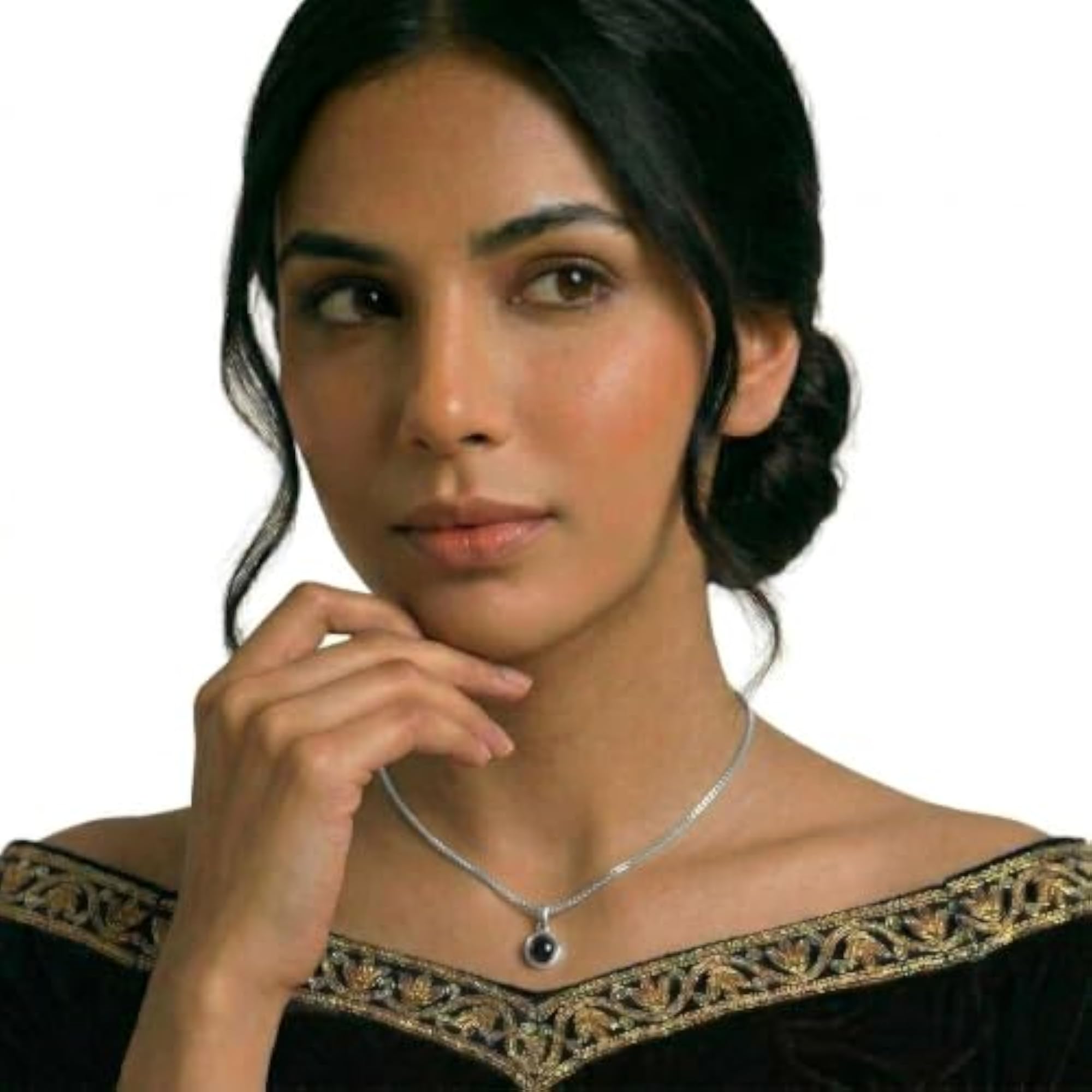 Men's Hidden Portrait Projection Silver Necklace