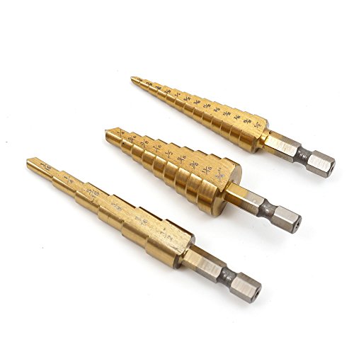 Lot de 3 schälbohrersatz Cône Foret schälbo hrer Cône Foret Professionnel Foret étagé HSS TIN Kit (3/16-1/2 ", 1/4-3/4", 1/8-1/2 ") Cover