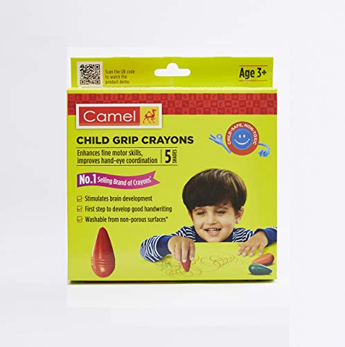 Image of Camlin Camel Child Grip Crayon Set - Multicolor (Pack of 5)