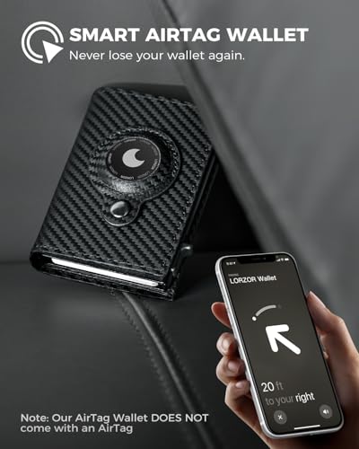 Mens Wallet for Apple AirTag - Genuine Leather Minimalist Pop up Smart Wallet for Men, Air Tag Holder, Slim RFID, Modern Mens Wallet (AirTag Not Included)4