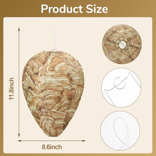 Augshy 6 Stück Wespennest wasserdichte Künstliche Wespennesterköder Attrappe Hornissennest Attrappe für Haus und Garten Outdoor