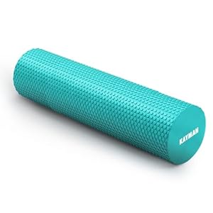 KAYMAN Sports Foam Roller Sports Recovery, Deep Tissue Muscle Tension Relief & Circulation Increase Portable & Lightweight Self Massager for Back, Legs, Gym, Pilates & Yoga EVA 90 x 15cm (Teal)