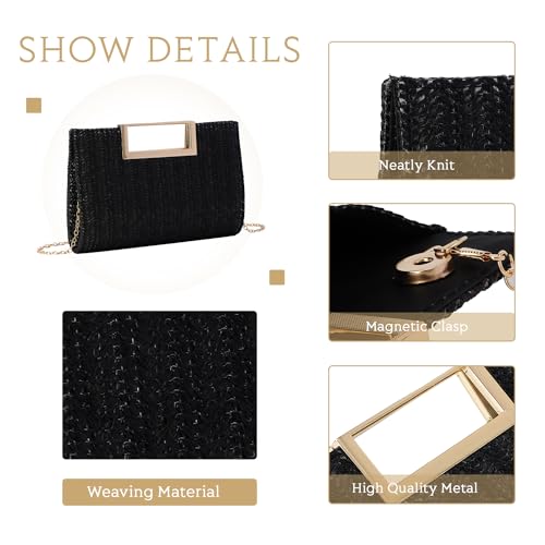 LUI SUI Top Handle Straw Clutch for Women Summer Clutch Straw Evening Bag Raffia Crossbody Purses Woven Beach Clutch by LUI SUI - Used condition - Image 7