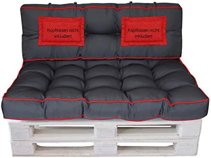 LILENO HOME Zestaw poduszek na palety antracytowe i zielone, dekoracyjne poduszki na palety 22 x 35 cm, poduszki na meble z palet, do użytku na zewnątrz, jako poduszka do siedzenia na meble z palet