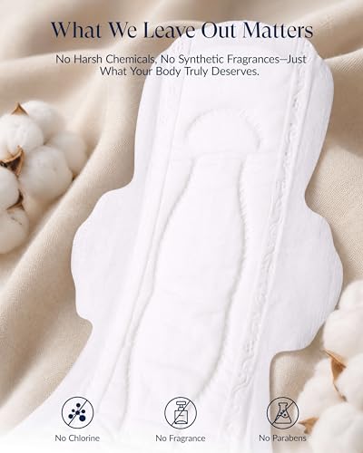 Image of RPE Life 100% GOTS Organic Cotton Overnight Pads, Size 6, 30 Count | Size 6 extra long pads with wings max absorption for overnight postpartum and heavy flow period care