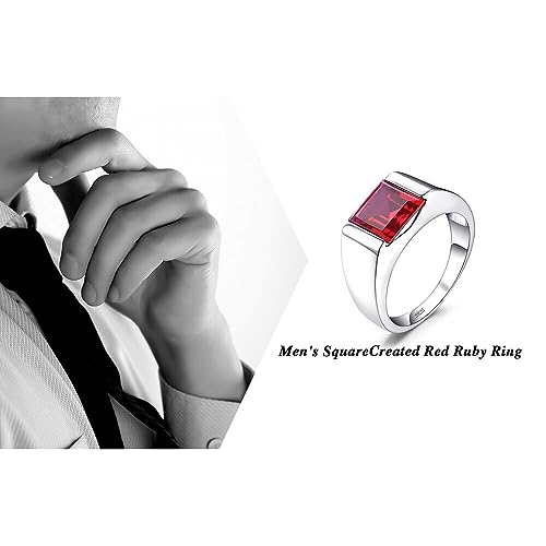 Jewelrypalace CJR532962-9 Men'S Square 3.3Ct Created Red Ruby Engagement Ring thumb #5