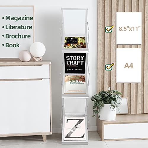 PUJIANG 6 Pockets Collapsible Literature Rack for Trade Shows, Metal Floor Standing Literature Stand Catalog Rack Brochure Rack Flyer Holder Pamphlet Holder with Carry Case - Thumbnail 5