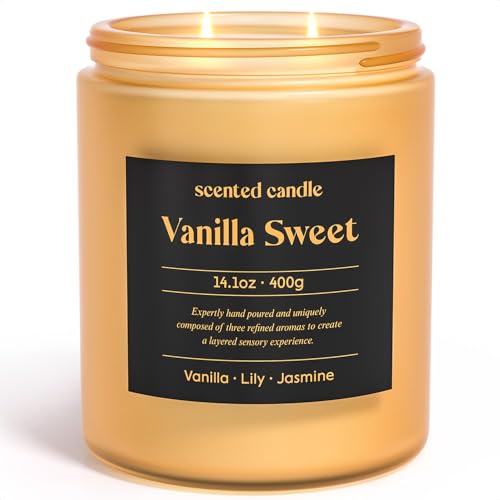 Image of CHILLFLAME Vanilla Candle, 14.1 oz Scented Candles for Home, 2 Wicks Blended Scents Candles for Women and Men, Birthday Gifts for Women (Vanilla+Lily+Jasmine)