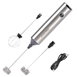 Kitchen Milk Frother With 2 Heads, USB C Fast Charging Handheld 3-Speed Latte Frother – Home Coffee Blender, Matcha, Hot Chocolate, Cappuccino, Creamer, Smoothie & Egg Mini Frother