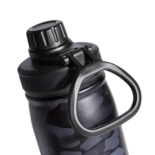 Adidas 600 Ml (20 Oz) Metal Water Bottle, Hot/Cold Double-Walled Insulated 18/8 Stainless Steel, Nomad Camo Grey-Carbon/White/Black, One Size #TOP2