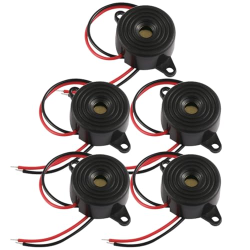 Alipis Zumbador Piezoeléctrico Activo 5 Unidades, Alarma Sonora Electrónica Cables de 2 Hilos, Carcasa de Plástico de Ingeniería, Alta Intensidad de Sonido para Alarmas Industriales