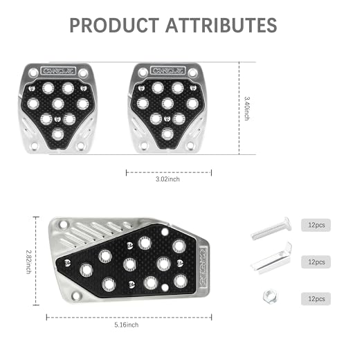 NHHC Manual Transmission Pedal Covers with Screw Set,Personalized Car Brake Pedal Cover for Safe Driving & Car Decorations,Universal Anti-Slip Gas Pedal Covers Car Accessories (Black)