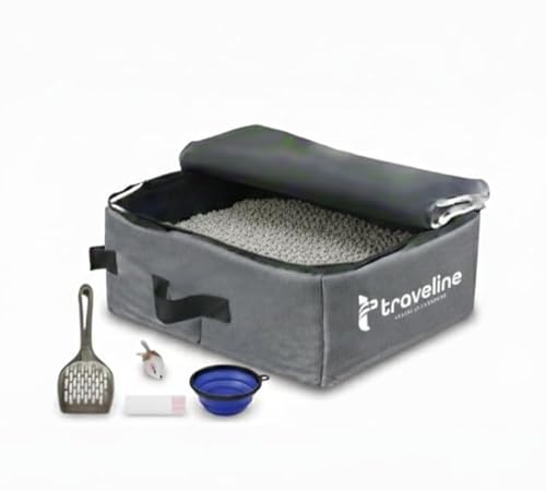 Traveline Portable Cat Travel Litter Box with Lid & Accessories
