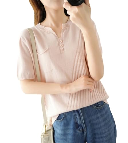 Pull d'été à manches courtes Kelsiop ample et tricoté chic pour femme