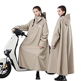 [LLWAAV] レディース レインコート 自転車 ロング 【超防水】防雨手袋 収納袋付き 梅雨対策 男女兼用 原付ポンチョ リュックにも対応 雨具 軽量 メンズレインコート 通勤 超防水 防風 おしゃれ (JP, アルファベット, L, 【超防水】カーキ色)