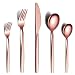 Amazon Brand – Eono posate oro rosa in acciaio inossidabile , set posate 6 persone – Lavabile in lavastoviglie – Posate 30 pezzi