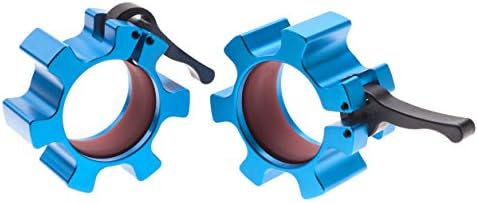 Gear Collar Olympic Barbell Collar - Pair - Metal Barbell Collars for All 2" Olympic Bars (Blue)