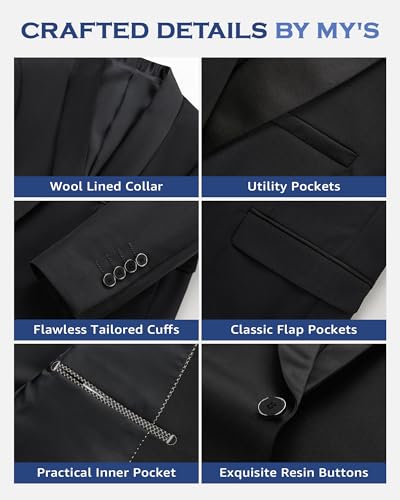 MY'S Men's Casual Slim Fit Blazer, One Button Shawl Lapel Lightweight Suit Jacket for Dinner Wedding Party3