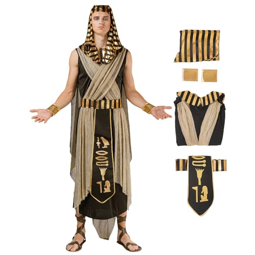 Cyborey Disfraz egipcio para adultos, unisex, para Halloween, cosplay, de faraón, para hombre, con accesorios
