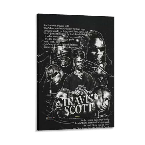 Travis Scott �g�����B�X�E�X�R�b�g �L���ȉ̎� �|�X�^�[ (16) �E�H�[���A�[�g �L�����o�X ��� �摜�̊G �Ǌ|�� ���� �z�[������20x30inch(50x75cm)