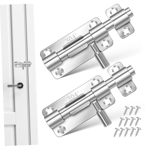 ORFOFE 2 piezas Cerrojo para Puerta Deslizante de Acero Inoxidable Cierre Seguro y Resistente para Puertas y Portones Diseño para Uso Hogar Oficina y Comercio