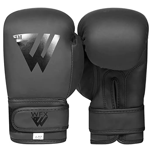WFX Kinder-Boxhandschuhe für Kinder 2 4 170 g Training MMA Jungen Mädchen Boxsack Kickboxen Muay Thai Jugend Junior Matte Schwarze Handschuhe Geschenk für Kinder (113 g, Schwarz)