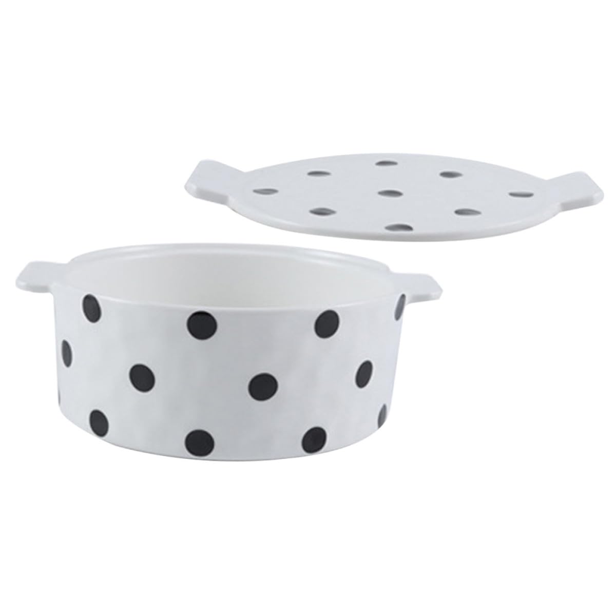 Homoyoyo Ciotola da Forno in Ceramica Bianca con Coperchio e Manici