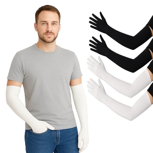 Image of Full Hand Gloves | UPF 50+ Sun Protection Arm Sleeves for Men & Women | UV Blocking Cotton Gloves for Driving, Cycling & Outdoor Sports