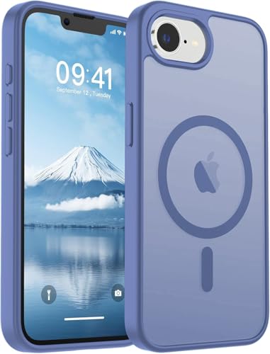 Image of Elzzi Magnetic for iPhone 16e /17e Case (Compatible with MagSafe)(Military Grade Drop Protection) Slim Translucent Matte Shockproof with Anti-Fingerprint Phone Case,Blue