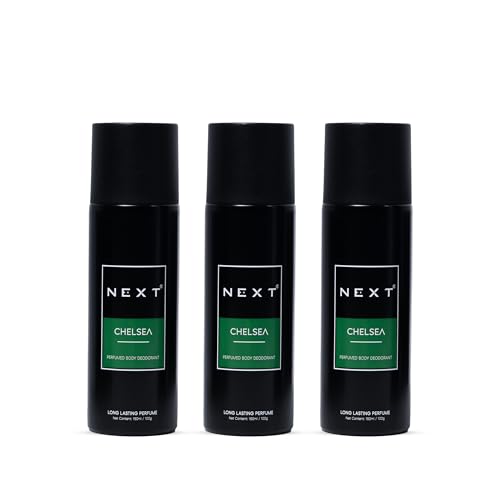 Image of Next Care Chelsea Perfumed Body Spray for Men & Women | Long Lasting Deodorant Spray | Smokey Vanilla & Oudh Fragrance | Fresh Daily Deodorant | 150ml Each (Pack of 2) - Chelsea