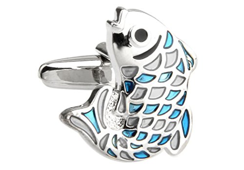 MRCUFF Fish Pair Cufflinks in a Presentation Gift Box & Polishing Cloth