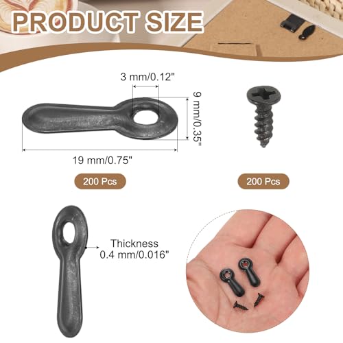 Image of uxcell 200pcs Picture Frame Backing Clips, 0.75 inch Photo Frame Turn Buttons Fasteners Hardware Corner Clip with 200pcs Screw for Hanging Pictures Craft Drawings, Black