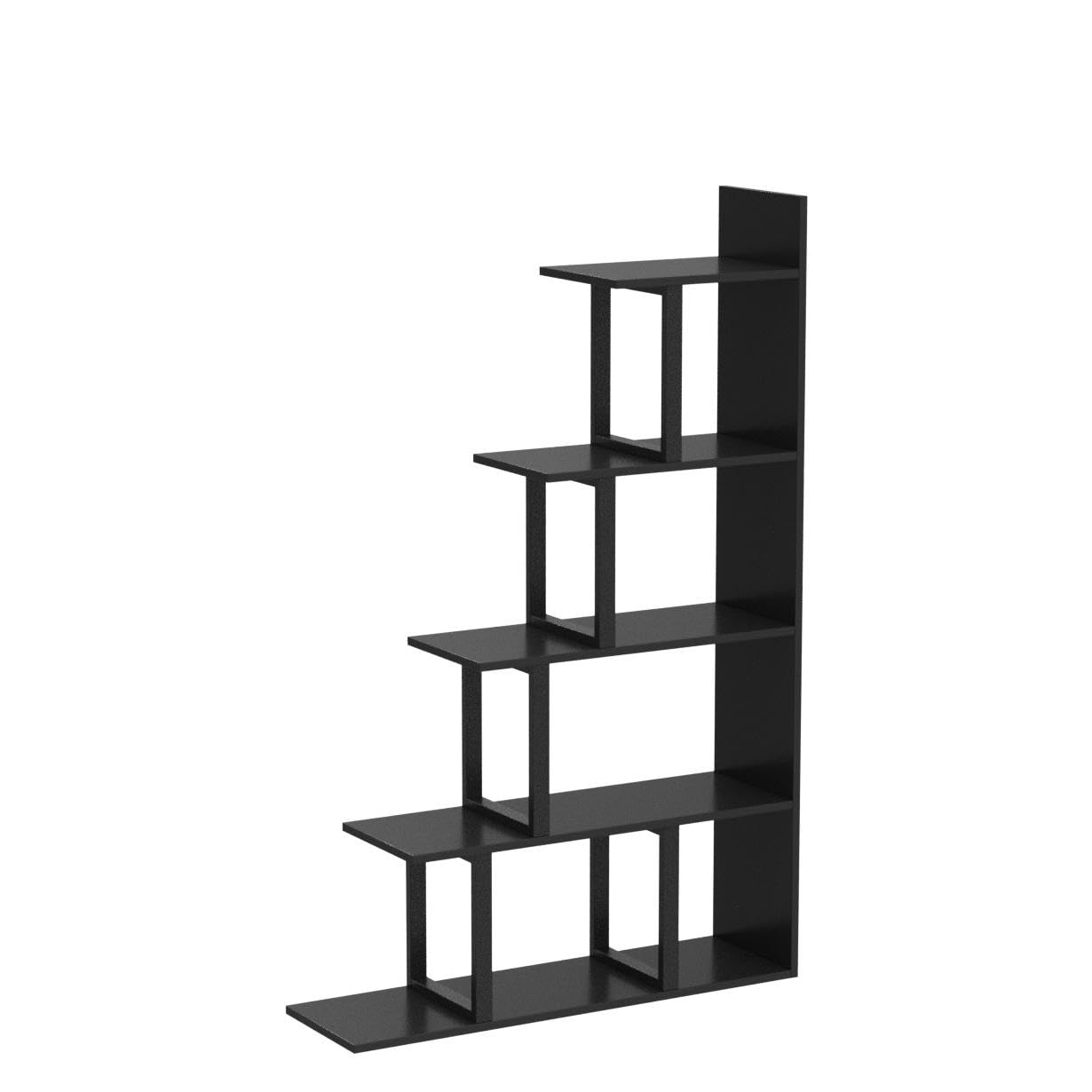YITAHOME 5-Shelf Bookshelf, L-Shape Freestanding Ladder Corner Bookcase ...