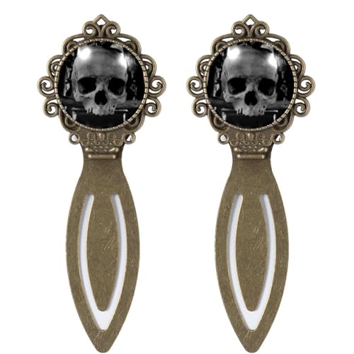 2 segnalibri horror con teschio, stile vintage, per amanti dei libri, scrittori, lettori, insegnanti, regali di compleanno per donne, uomini, adolescenti