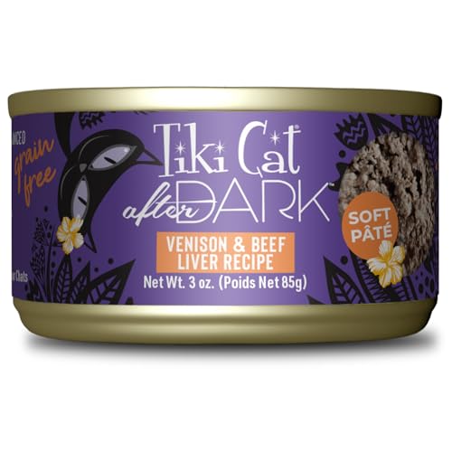 Tiki Cat After Dark Pate Wet Cat Food, Wild Venison & Beef Liver, 3 oz. Cans (12 Count)