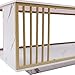 XUANIIIL Modern White Marble Veneer Coffee Table, 2 Tier Rectangular Coffee Table with Gold Frame Contemporary Center Table Waiting Area Table Sofa End Table for Living Room Bedroom