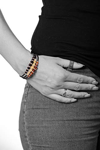 AMBERAGE Natural Baltic Amber Bracelet for Women/Teens - Hand Made from Polished/Certified Baltic Amber Beads3